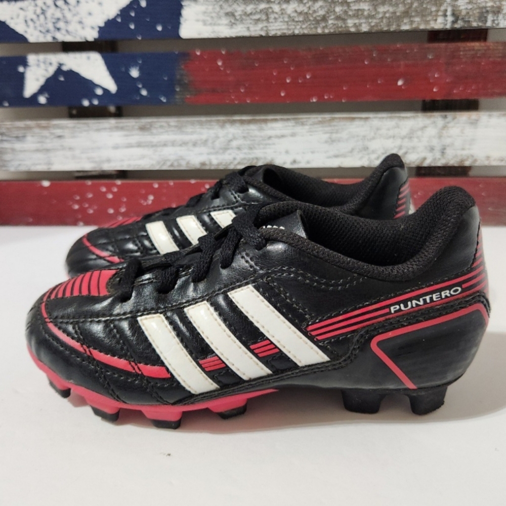 Adidas Kids Size 11K Puntero G40150 Black Pink Lace Up Low Top Football Cleats